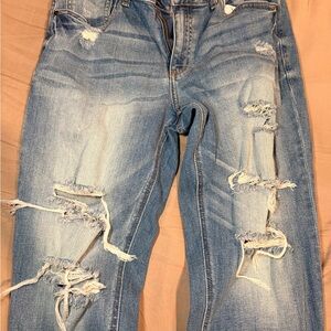 Fashion Nova Light Blue Distressed Boyfriend Jeans